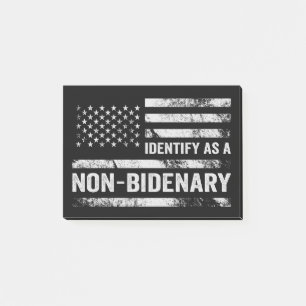 I Identify As Non Bidenary Funny American Flag Post-it Notes