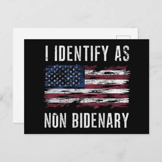 I Identify As Non Bidenary Patriot American Flag  Postcard (Front/Back)