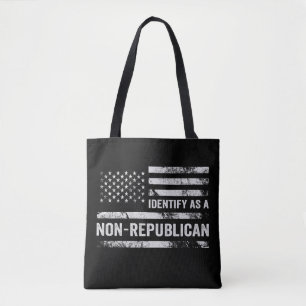 I Identify As Non-Republican Funny American Flag Tote Bag