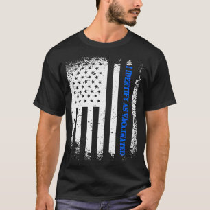 I Identify As Vaccinated With American Flag In Blu T-Shirt