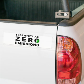 I identify as zero emissions bumper sticker