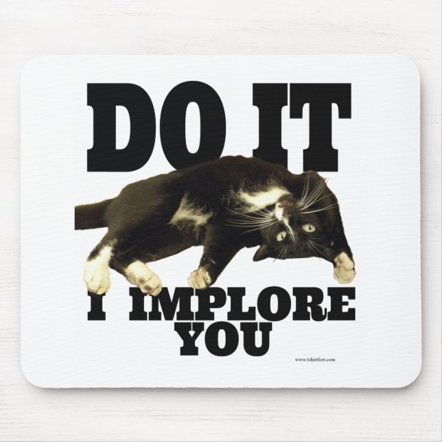 I Implore You Motivational Cat Photo Saying Mouse Mat (Front)