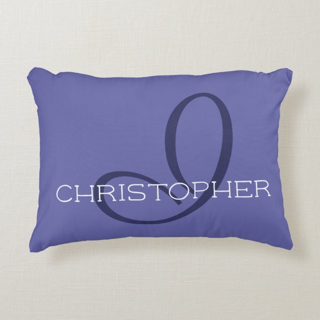 I Initial Modern Name Blue Stylish Cute Decorative Cushion (Front)