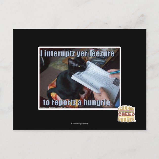 I interupt yer Leezure Postcard (Front)