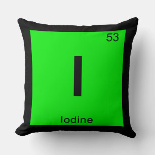 I - Iodine Chemistry Periodic Table Symbol Cushion
