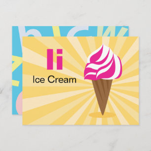 I is for Ice Cream - Alphabet Flash Card