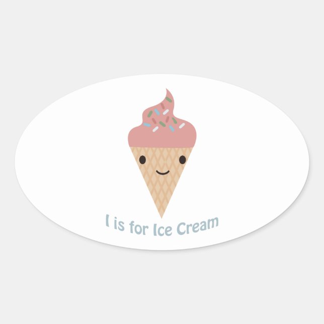 I is for Ice cream Oval Sticker (Front)