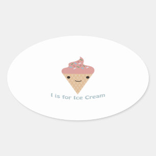I is for Ice cream Oval Sticker