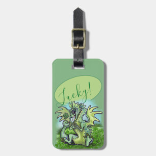 i is Lucky! little dragon Shamrock Luggage Tag