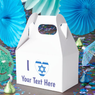 I (Israeli Flag Heart) Your Text Blue Favour Box