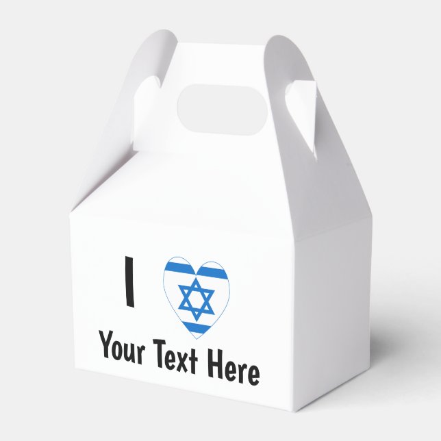 I (Israeli Flag Heart) Your Text Favour Box (Front Side)