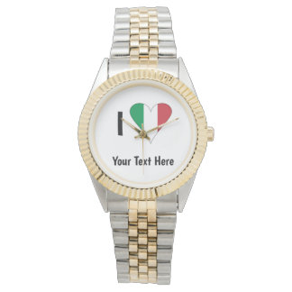 I (Italian Flag Heart Love) Your Text Watch