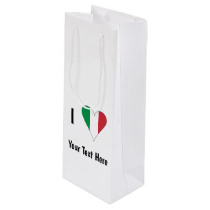 I (Italian Flag Heart Love) Your Text Wine Gift Bag