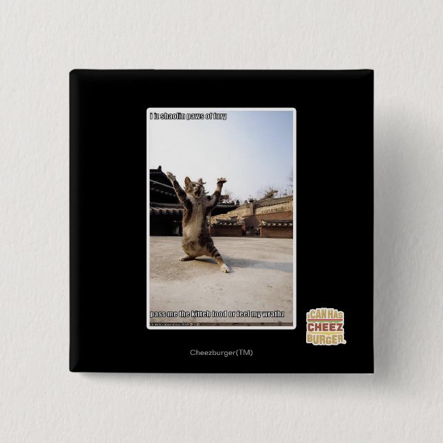 I iz shaolin paws of fury 15 cm square badge (Front)