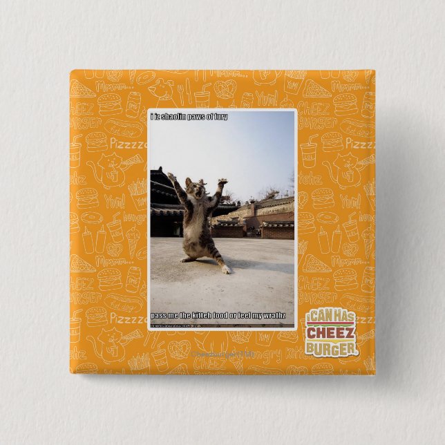 I iz shaolin paws of fury 15 cm square badge (Front)