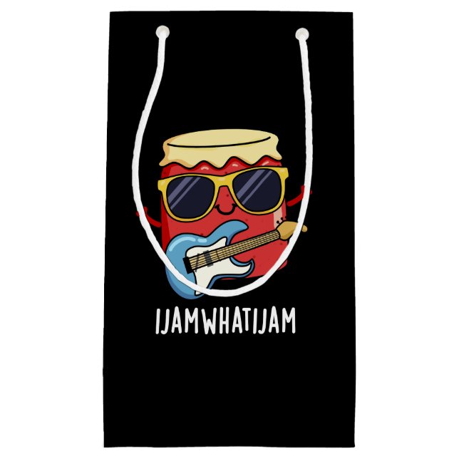 I Jam What I Jam Funny Music Food Pun Dark BG Small Gift Bag (Front)