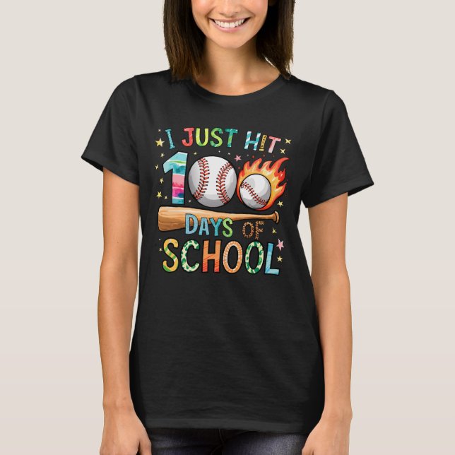 I Just Hit 100 Days Of School Baseball 100th Day T-Shirt (Front)