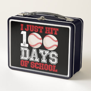 I Just Hit 100 Days of School Baseball Metal Lunch Box