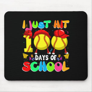 I Just Hit 100 Days Of School Softball Kids Boys G Mouse Mat