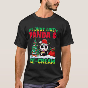 I Just Like Panda And Ice Cream Xmas Lights Christ T-Shirt