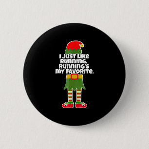 I Just Like to Run Running Runner Christmas Elf 6 Cm Round Badge