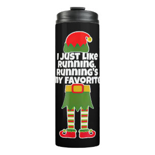 I Just Like to Run Running Runner Christmas Elf Thermal Tumbler