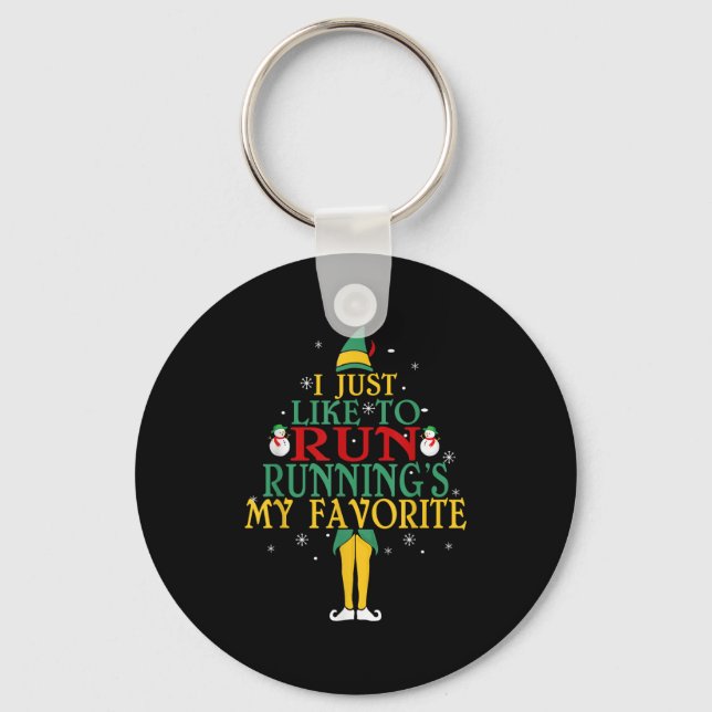 I Just Like To Run Running's My Favourite Christma Key Ring (Front)