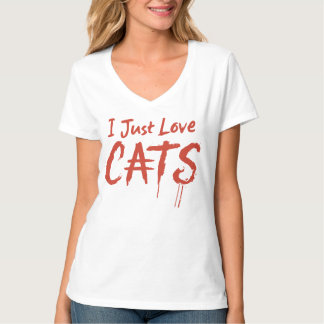 I Just Love CATS – Scratchy Text Cat Lover T-Shirt