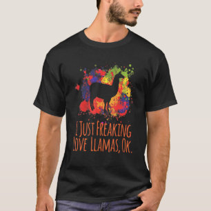 I Just Love Llama Watercolor Funny Farm Animal Alp T-Shirt