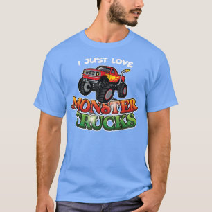 I Just Love Monster Trucks - Red & Green truck T-Shirt