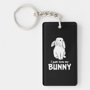 I Just Love My Bunny   Cute Rabbit White Key Ring