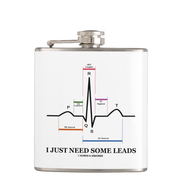 I Just Need Some Leads ECG EKG Medical Humour Hip Flask (Front)