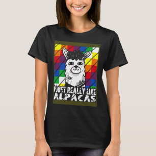 I Just Really Like Alpacas Wiphala Flag Andean Lla T-Shirt