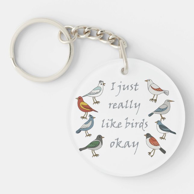 I Just Really Like Birds OK T-Shirt Birdwatcher  Key Ring (Front)