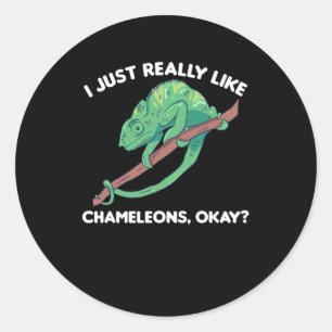I Just Really Like Chameleons Okay Cute Chameleon Classic Round Sticker