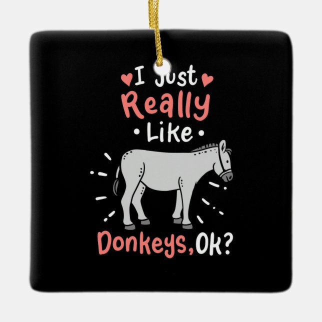 I Just Really Like Donkeys Ceramic Ornament (Front)