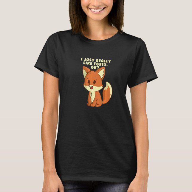 I Just Really Like Foxes Kids Animal Cute Fox T-Shirt (Front)