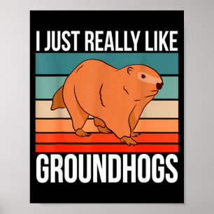 I Just Really Like Groundhogs Retro Groundhog Poster