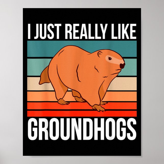 I Just Really Like Groundhogs Retro Groundhog  Poster (Front)