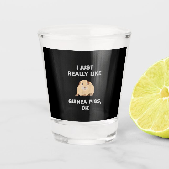 I Just Really Like Guinea Pigs Ok Funny Guinea Pig Shot Glass (Front)