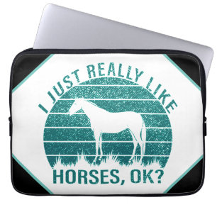 I Just Really Like Horses in Marine Green    Laptop Sleeve