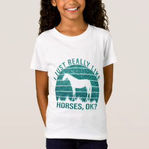 I Just Really Like Horses in Marine Green   T-Shirt