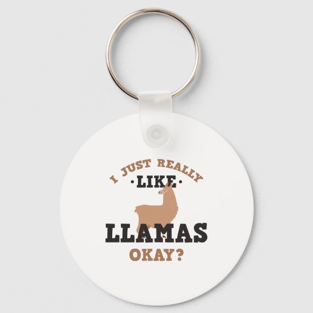 I Just Really Like Llamas Funny Quote Keychain (Front)