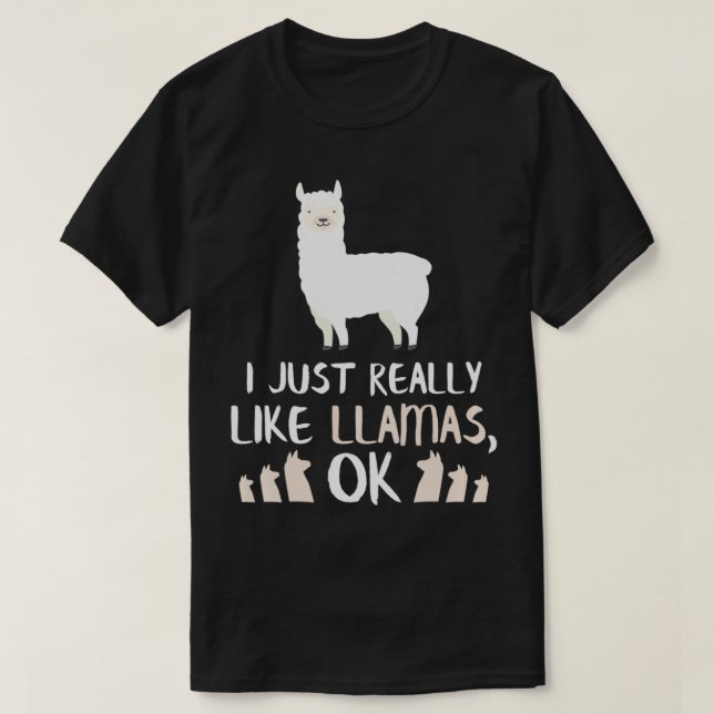 I Just Really Like Llamas Gift Llama & Alpaca Love T-Shirt (Design Front)