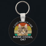 I Just Really Like Maine Coons, Ok? Key Ring<br><div class="desc">I Just Really Like Maine Coons, Ok? This funny & cute Maine Coon cat lover accessory is a perfect gift for a cat mum or cat dad who's a Maine Coon kitty owner. Great for men, women, boys, girls, teens & kids who love Maine Coon cats. Maine Coons are often...</div>