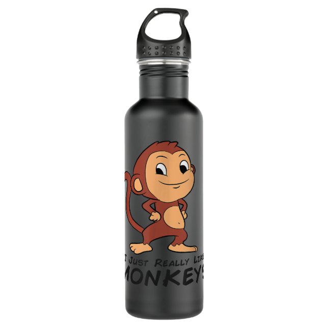 I Just Really Like Monkeys Cute Monkey  710 Ml Water Bottle (Front)