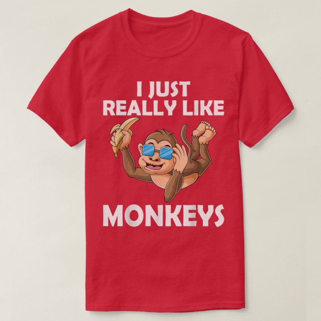 I Just Really Like Monkeys Monkey with Banana  T-Shirt (Design Front)