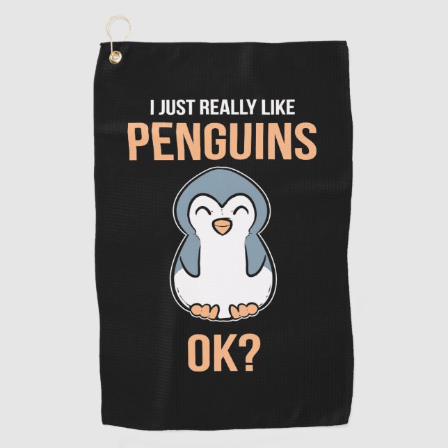 I Just Really Like Penguin Golf Towel (Front)