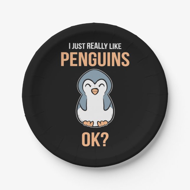 I Just Really Like Penguin Paper Plate (Front)