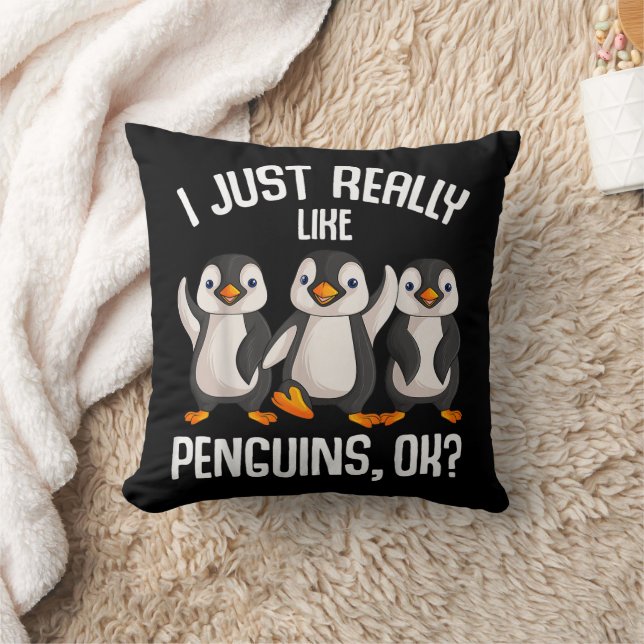 I Just Really Like Penguins Kids Girl Boys Women P Cushion (Blanket)